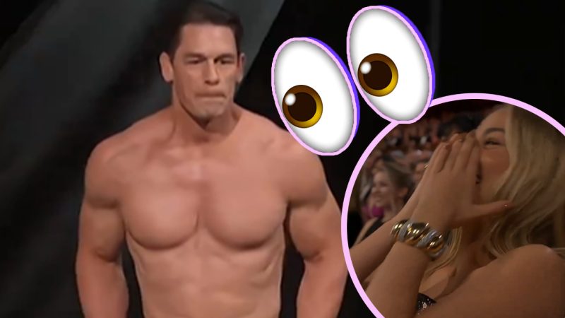 John Cena just walked on The Oscars 2024 stage NAKED and Margot Robbie's reaction is all of us