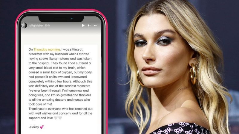 Hailey Bieber has released a statement after being hospitalized for a blood clot in her brain