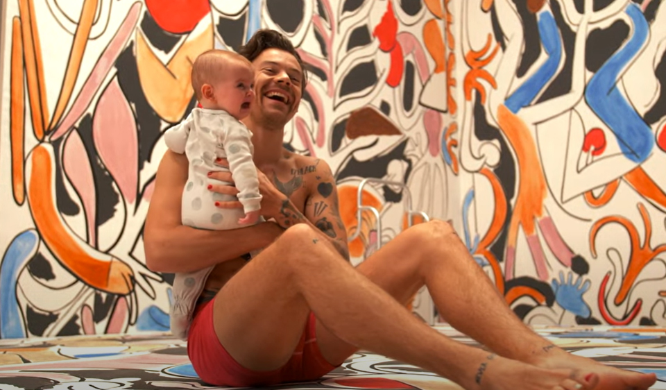 My ovaries cannot cope with Harry Styles holding a baby in the BTS of 'As It Was' 