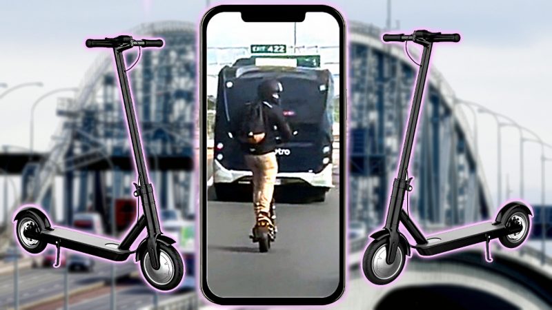 'Mad dude' spotted riding e-scooter over Auckland's Harbour Bridge and that's on gas prices