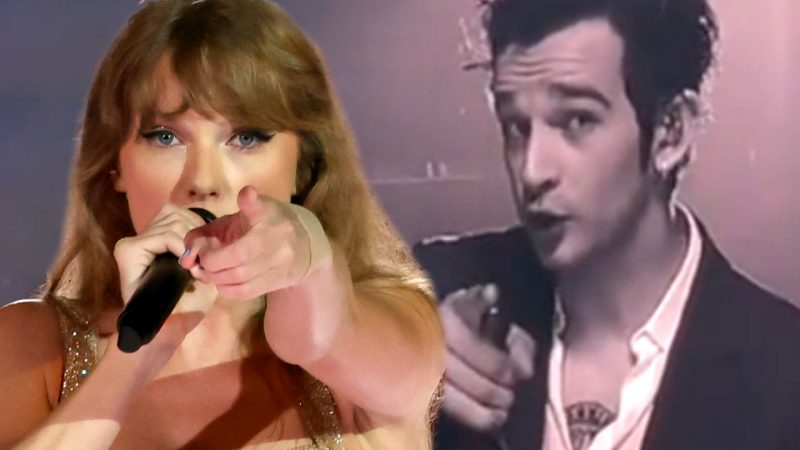 Taylor Swift and Matty Healy mouth soppy messages to each other on stage amid romance rumours