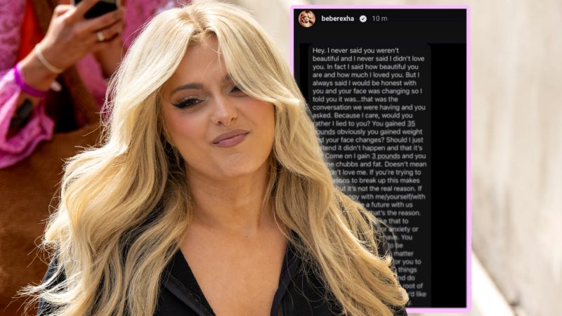 Bebe Rexha shared a shocking text allegedly from BF Keyan Safyari commenting on her weight gain