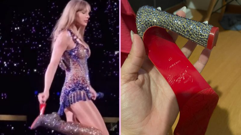 A Swiftie walked away with Taylor Swift's Louboutin heel after she threw it into Brazil crowd