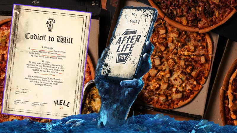 You won’t have to pay for pizza until after you’re legit dead with Hell’s new ‘AfterLife Pay'