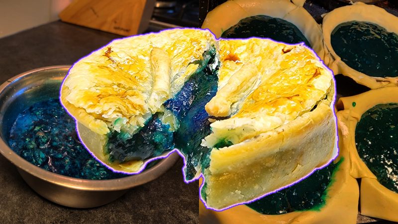 Someone legit made a Blue V-infused mince and cheese pie and brb gonna go vomit and cry