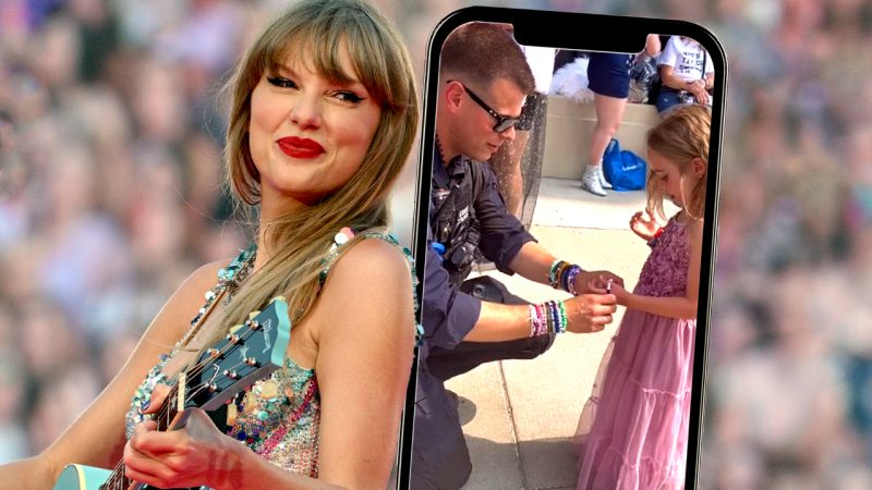 Cop goes viral for adorable Taylor Swift bracelet trade with 7yo